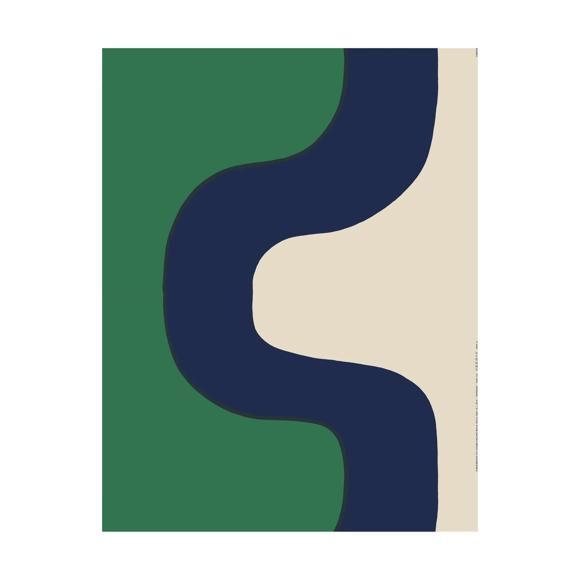 Seireeni kangas puuvilla-pellava, Green-dark blue-linen Marimekko