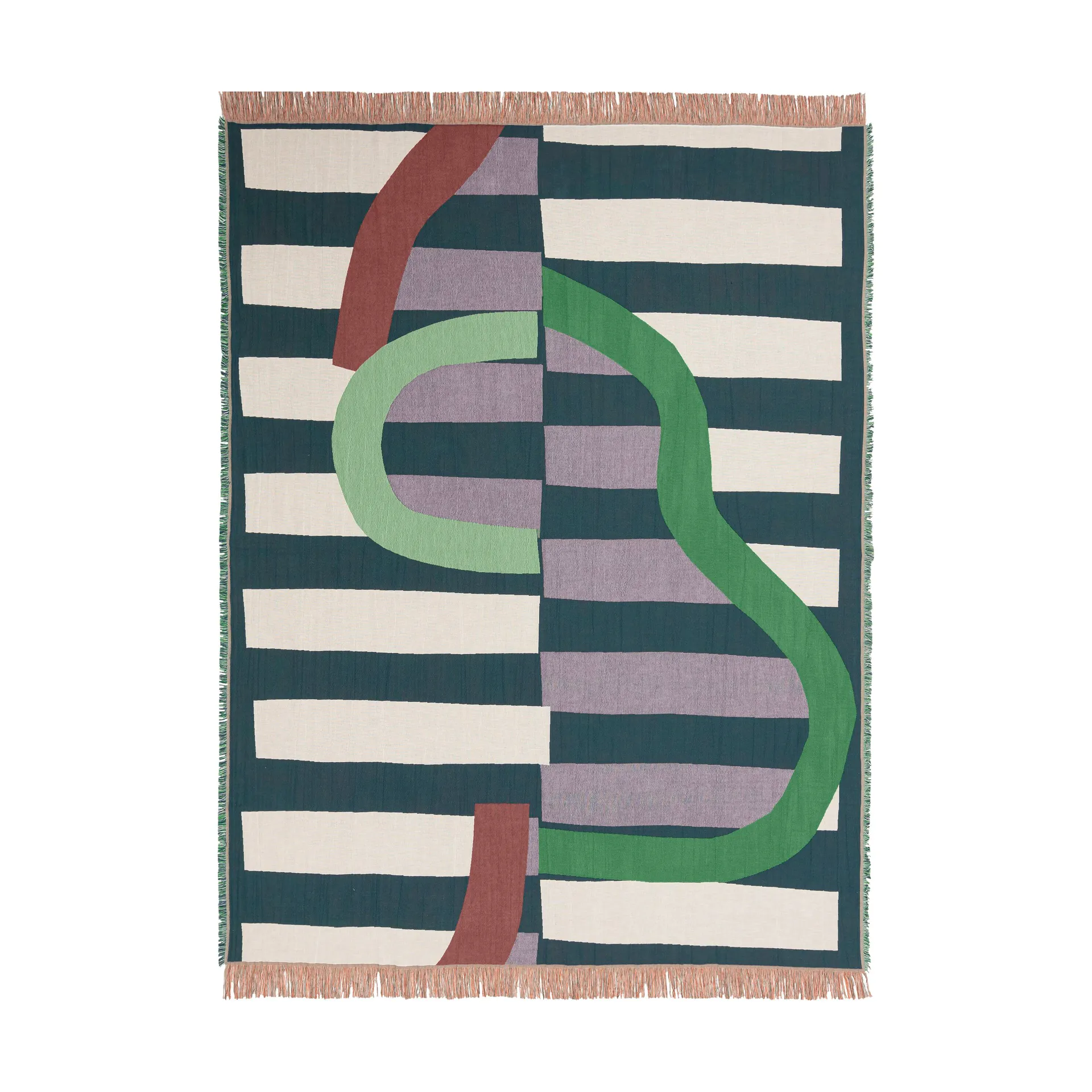 Siirto huopa jacquard 140x180 cm, Powder-d. blue-l. blue-coral Marimekko