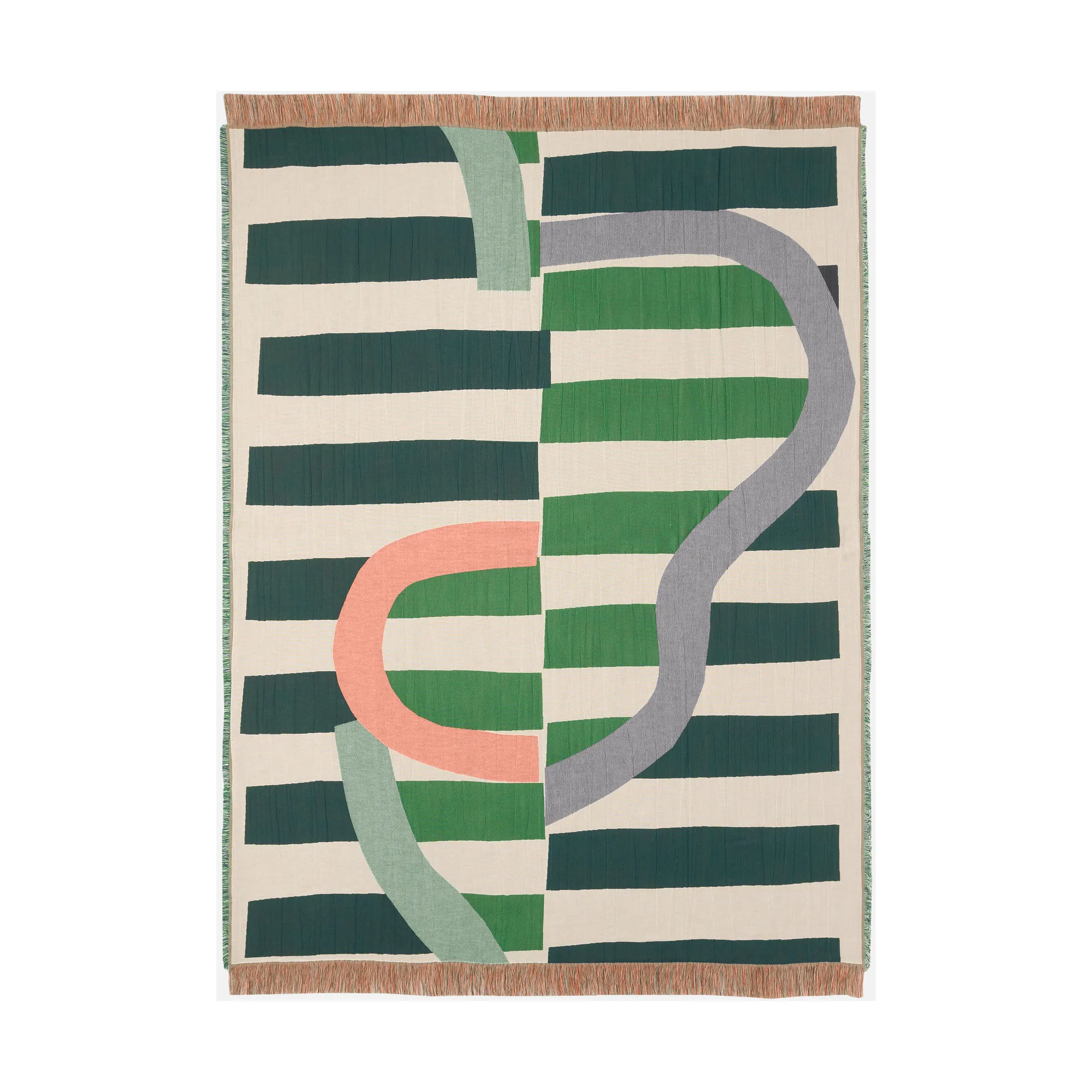 Siirto huopa jacquard 140x180 cm, Powder-d. blue-l. blue-coral Marimekko