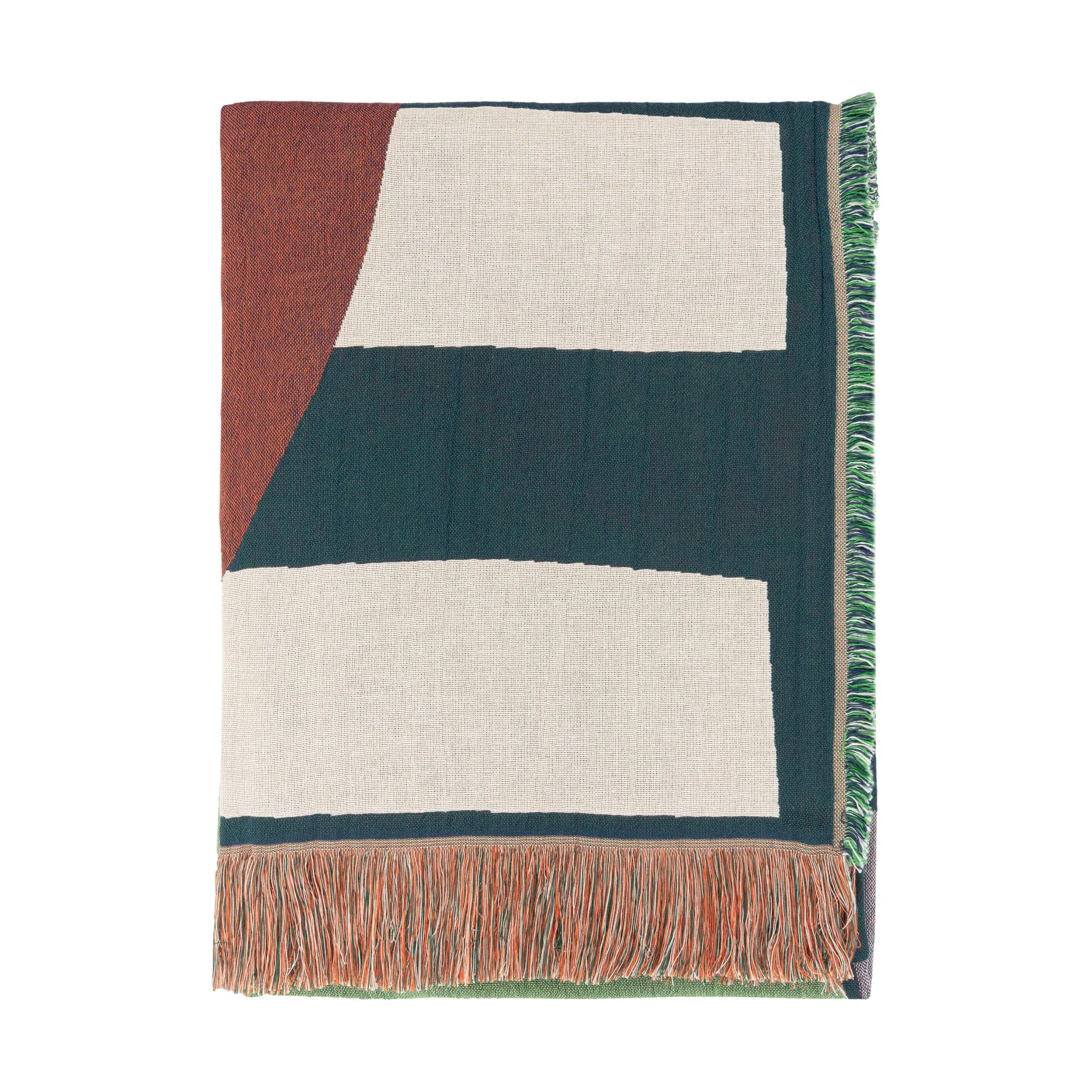 Siirto huopa jacquard 140x180 cm, Powder-d. blue-l. blue-coral Marimekko