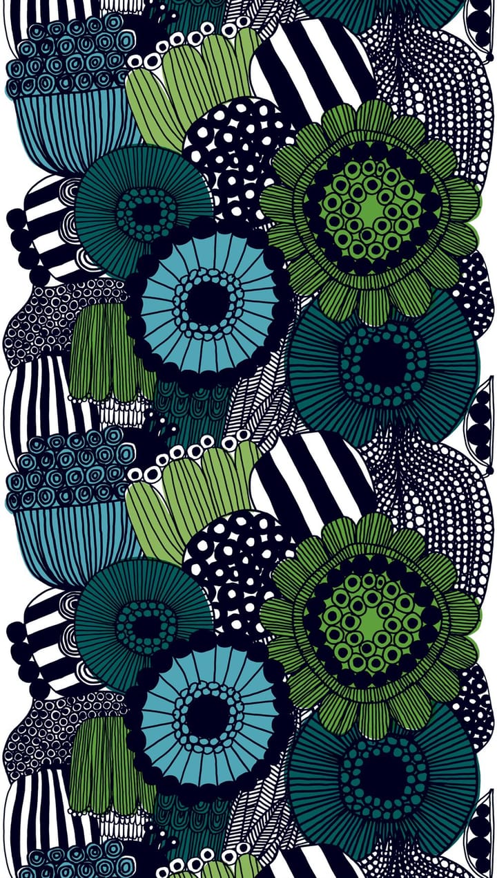 Siirtolapuutarha kangas, sininen-vihreä Marimekko