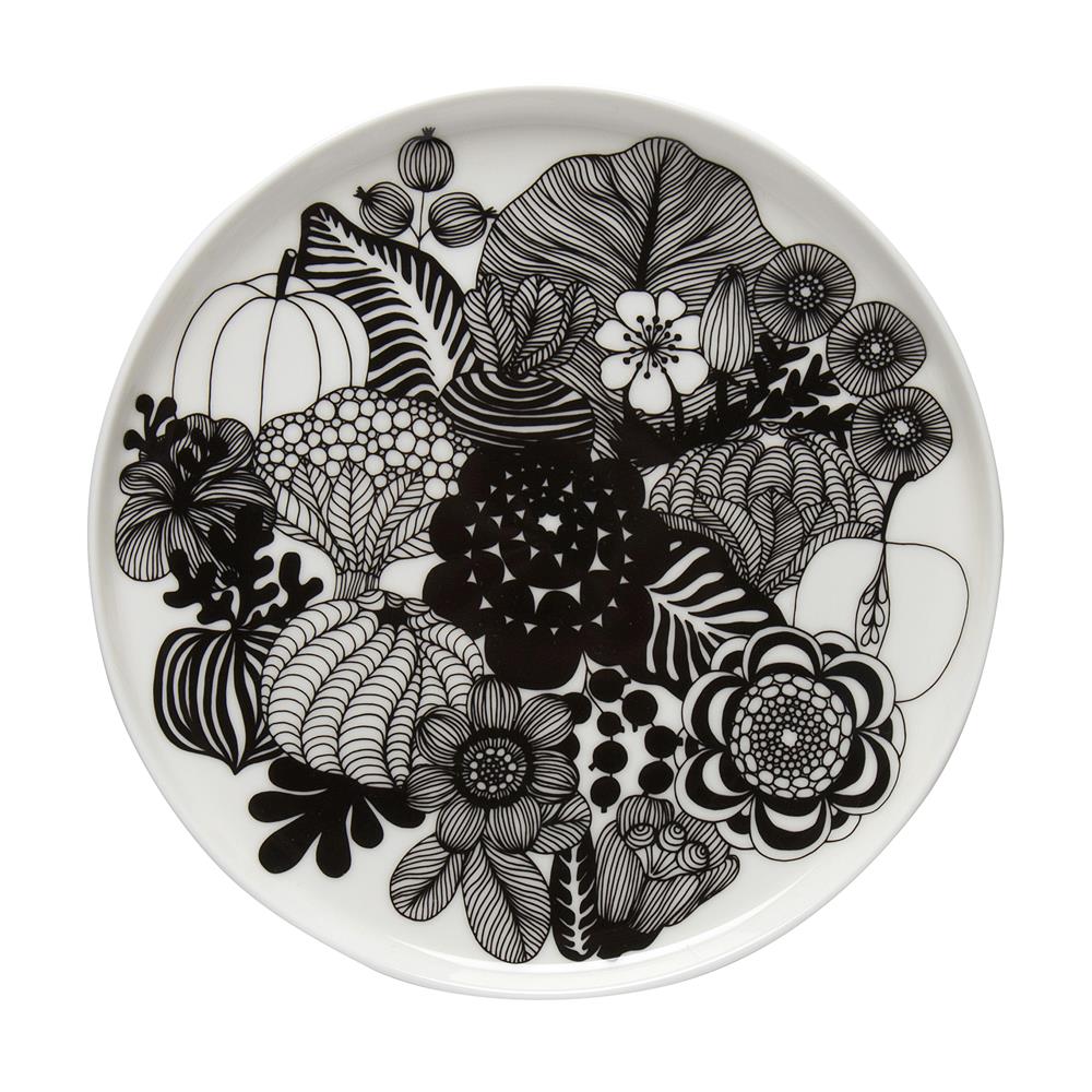 Marimekko Siirtolapuutarha lautanen 20 cm musta-valkoinen (Suomi 100)