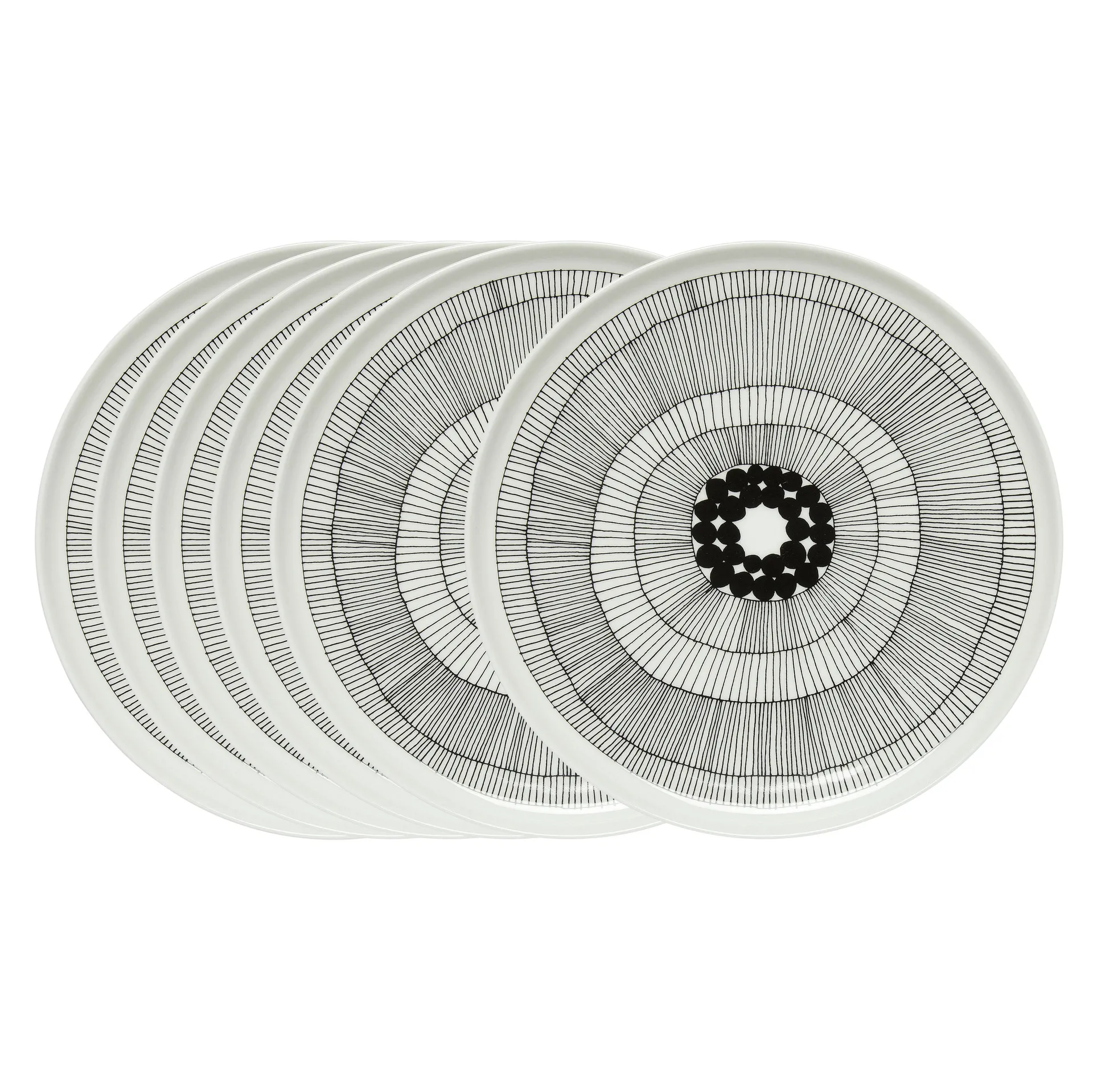 Siirtolapuutarha lautanen Ø 25 cm, 6 kpl musta-valkoinen,  Marimekko