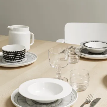 Siirtolapuutarha lautanen Ø 25 cm, 6 kpl musta-valkoinen - Marimekko
