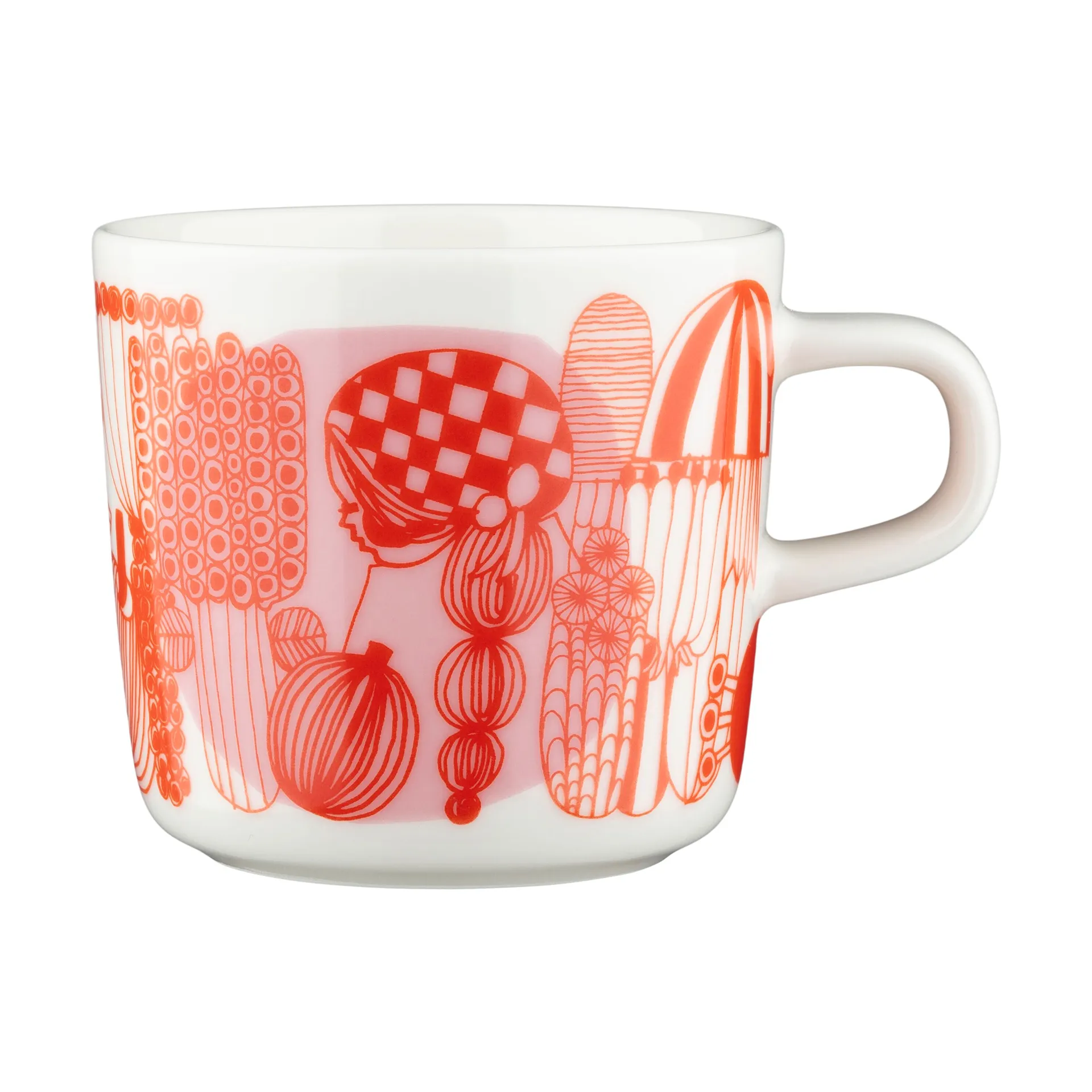 Siirtolapuutarha muki 20 cl, White-orange-light pink Marimekko