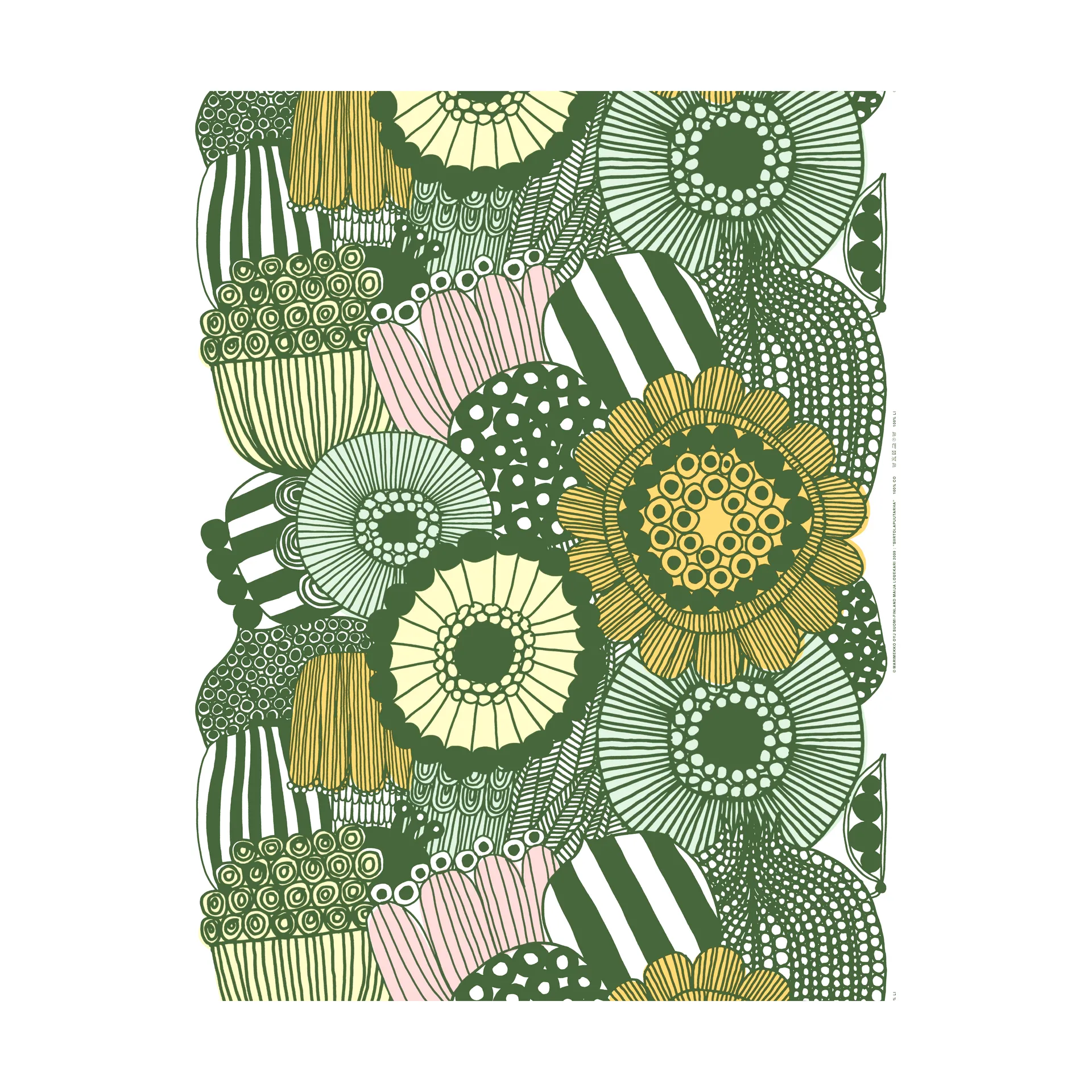 Siirtolapuutarha vahakangas, White-green-light yellow-orange Marimekko