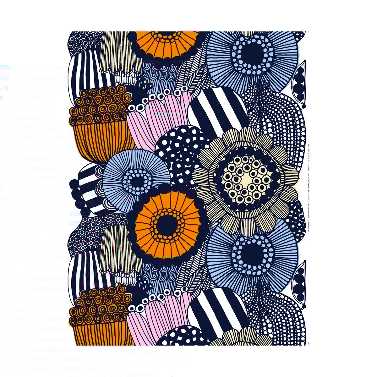 Marimekko Siirtolapuutarha vahakangas White-yellow-orange-light blue