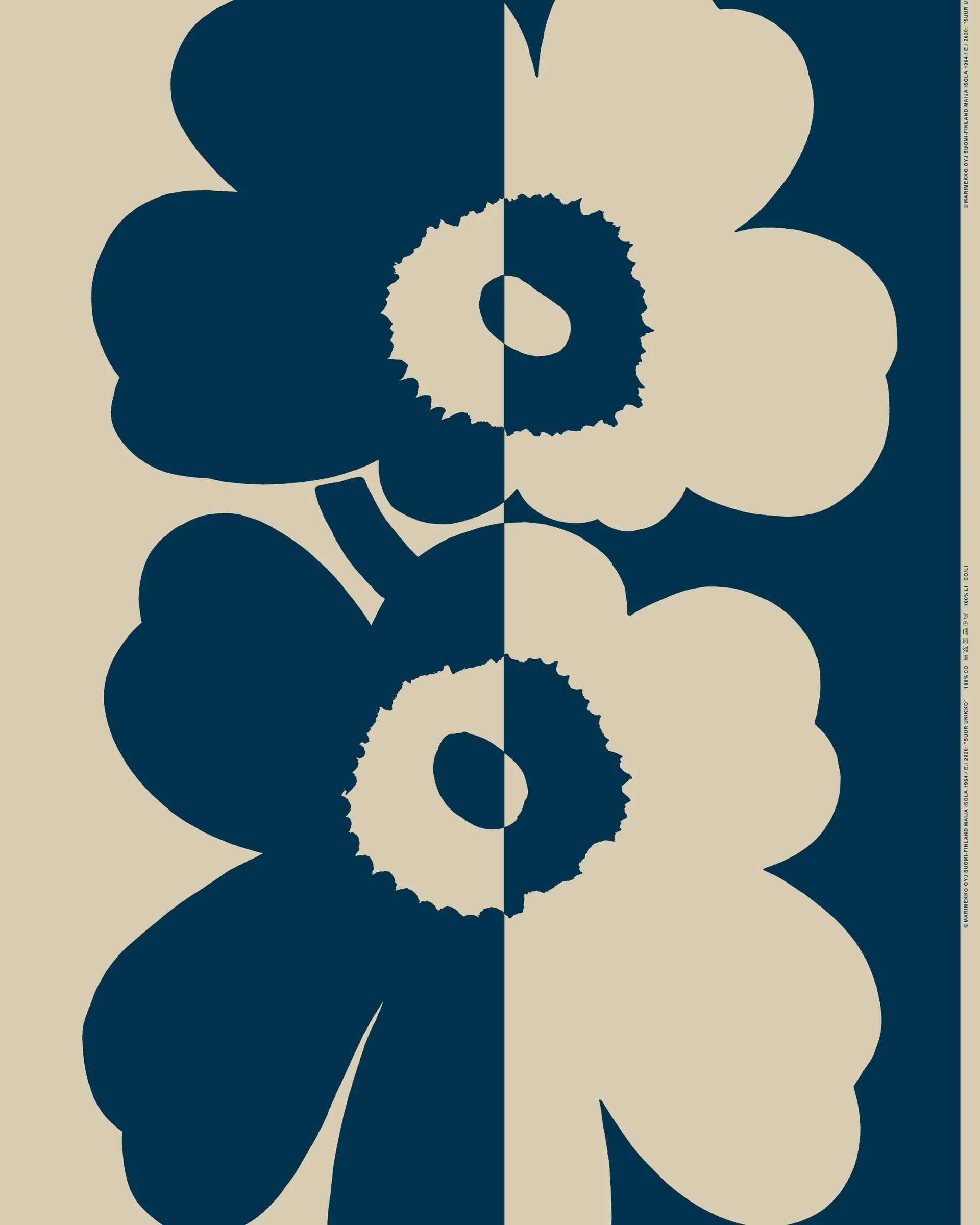 Suur Unikko kangas, Beige-tummansininen Marimekko