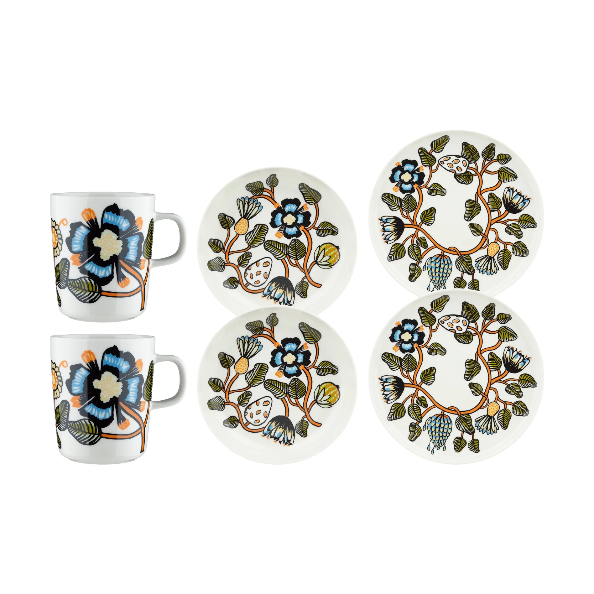 Tiara illallissetti 6 osaa, White-warm orange-green Marimekko