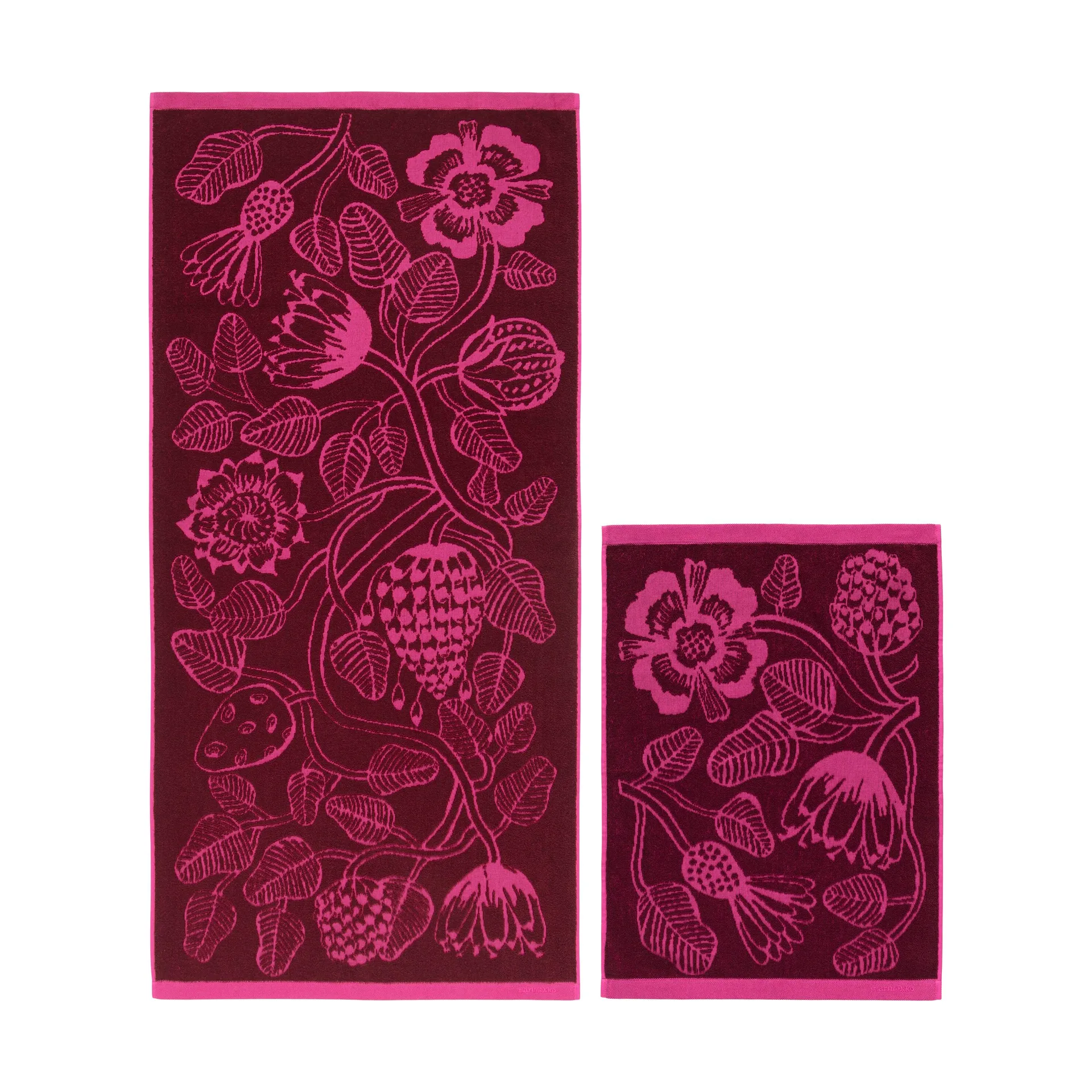 Tiara pyyhesetti 2 osaa, Burgundi-pinkki Marimekko