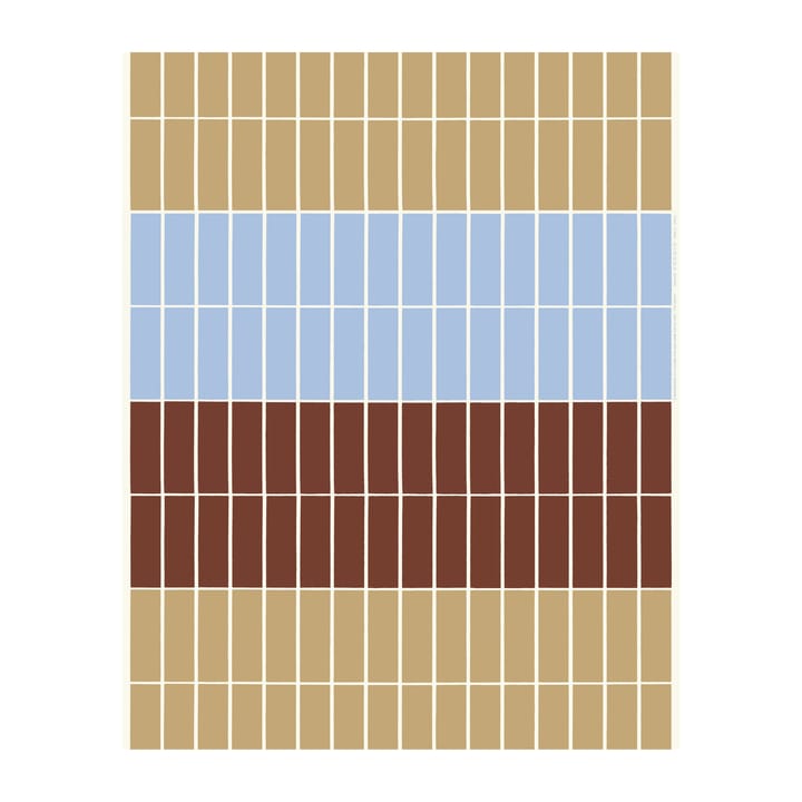 Tiiliskivi kangas - Vaaleansininen-punaruskea-beige - Marimekko