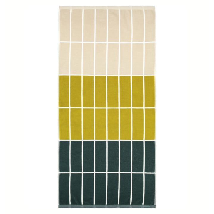 Tiiliskivi pyyhe tummanvihreä-keltainen-beige - 70x140 cm - Marimekko