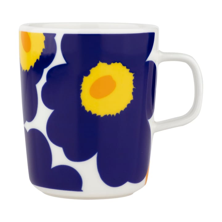 Unikko 60-vuotisjuhlapainos muki 25 cl, Valkoinen-sininen-keltainen Marimekko