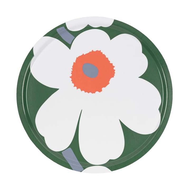Unikko 60-vuotisjuhlavuoden tarjotin Ø46 cm, Green-white-orange Marimekko