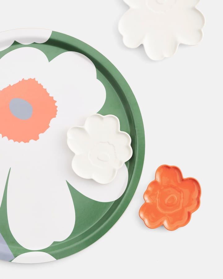 Unikko 60-vuotisjuhlavuoden tarjotin Ø46 cm, Green-white-orange Marimekko