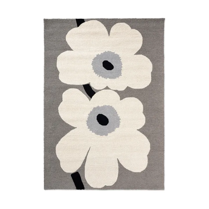 Unikko anniversary matto ulkokäyttöön - Harmaa, 140x200 cm - Marimekko