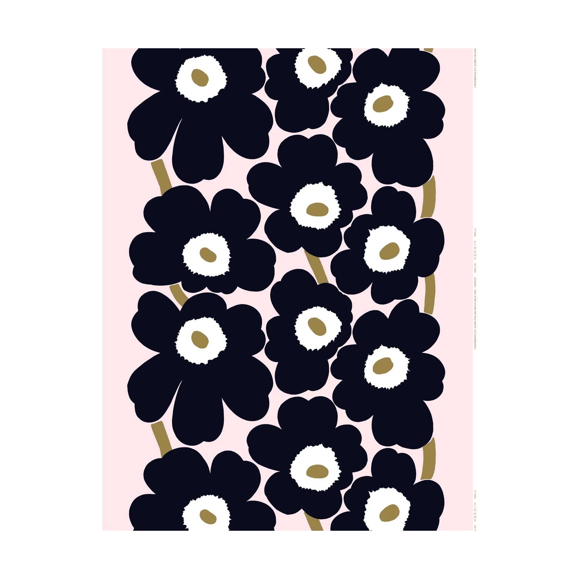 Unikko kangas, Pink-charcoal-light brown Marimekko