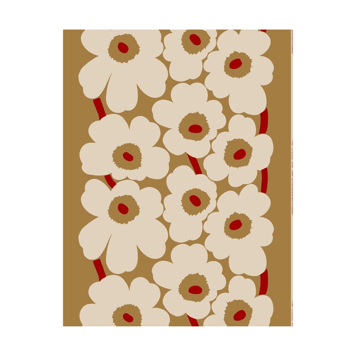 Unikko kangas puuvilla-pellava - Brown-linen-red - Marimekko
