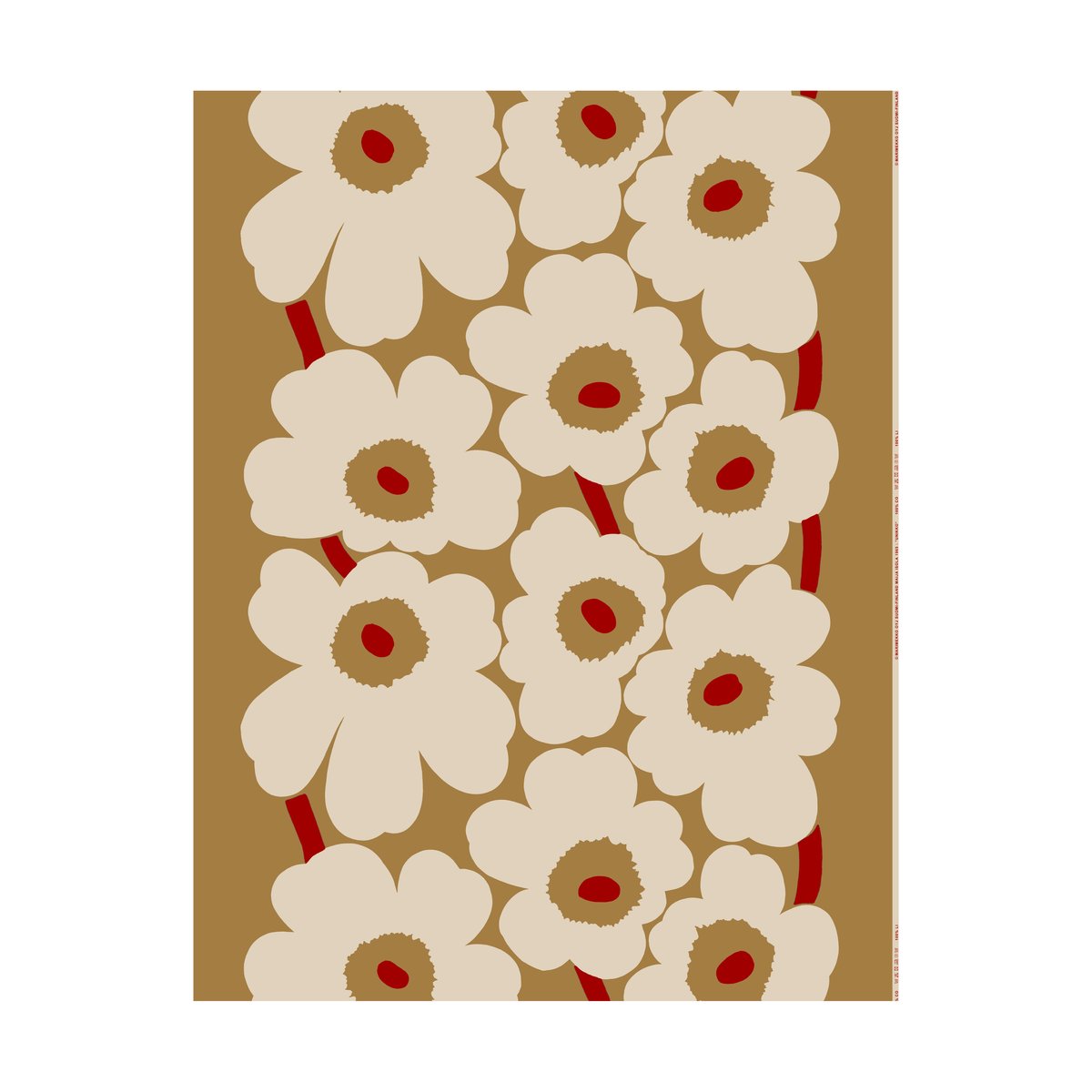 Marimekko Unikko kangas puuvilla-pellava Brown-linen-red