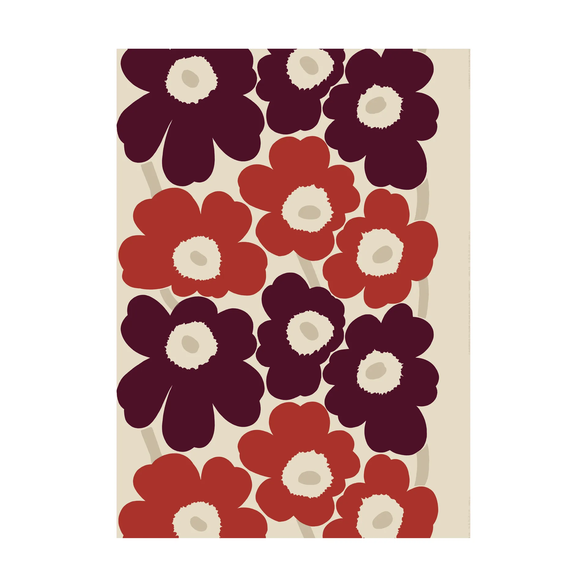 Unikko kangas puuvilla-pellava, Linen-red Marimekko