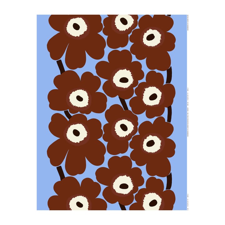 Unikko kangas - Vaaleansininen-ruskea-luonnonvalkoinen - Marimekko