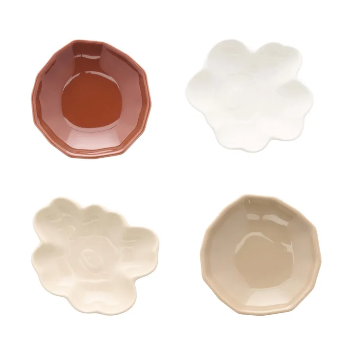 Unikko & kivet shape lautanen 4 osaa - Beige-kastanjanruskea-valkoinen-vaaleanruskea - Marimekko