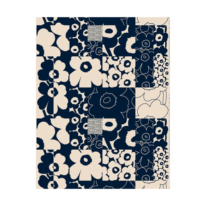 Unikko kollaasi kangas puuvilla-pellava - Linen-dark blue - Marimekko