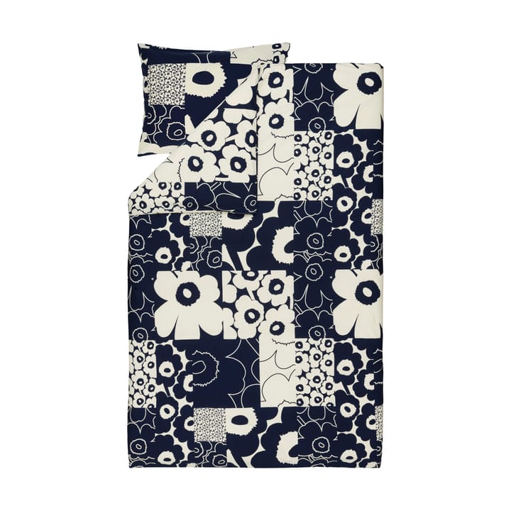 Unikko kollaasi pussilakana 150x210 cm, Off-white-dark blue Marimekko