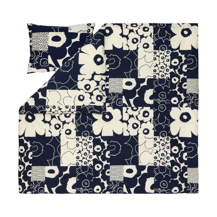 Unikko kollaasi pussilakana 240x220 cm, Off-white-dark blue Marimekko
