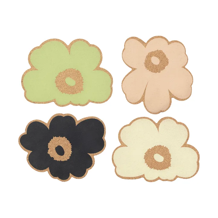 Unikko korkki lasinaluset 4 osaa - Monivärinen lajitelma - Marimekko