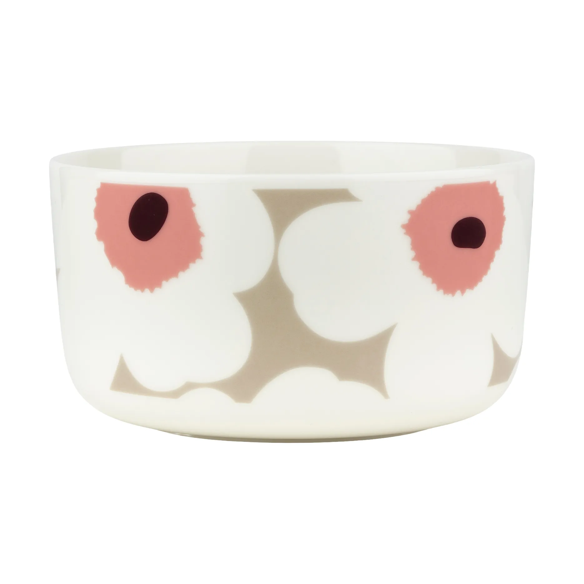 Unikko kulho 5 dl, White-clay-powder-dark wine Marimekko