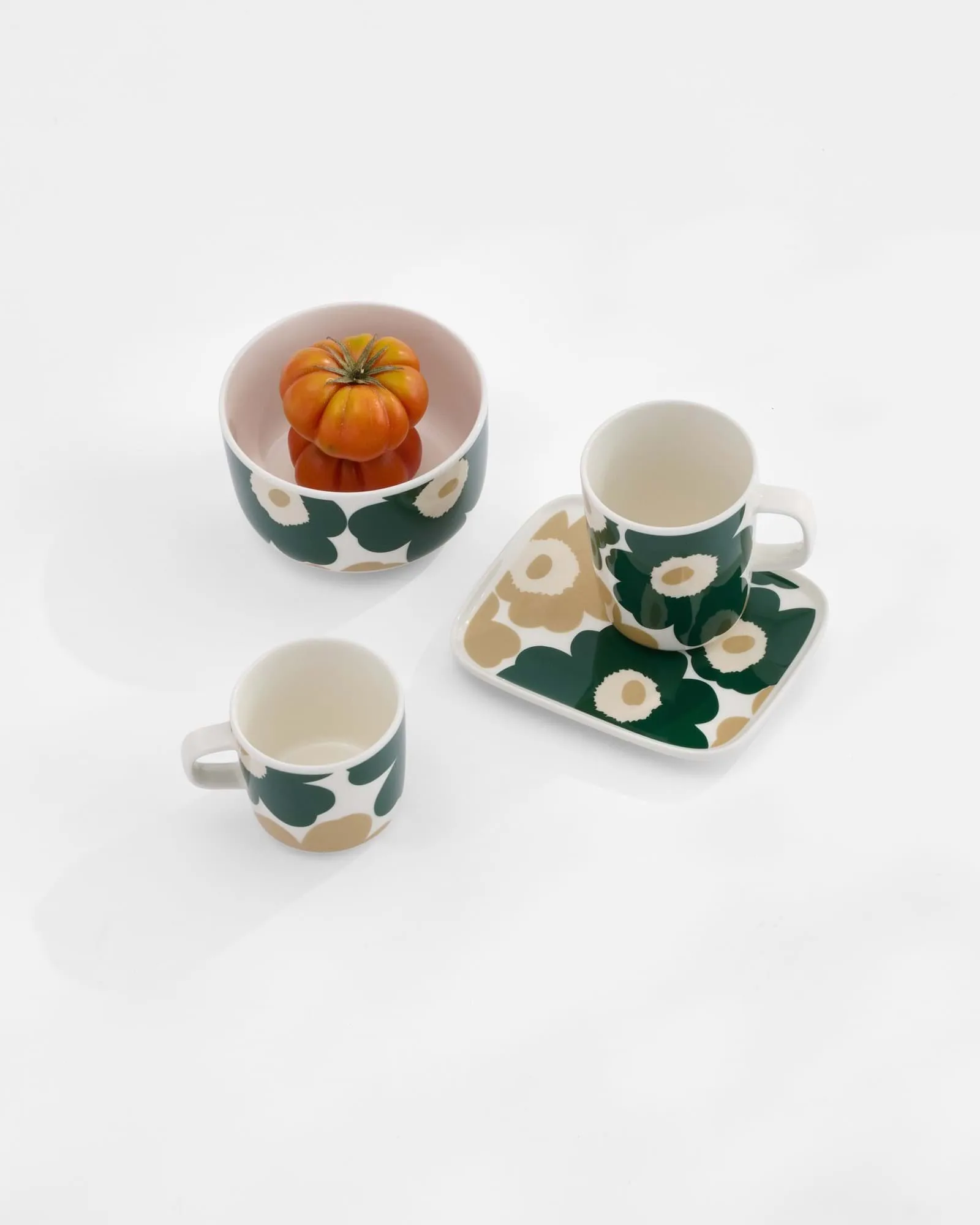 Unikko kulho 5 dl, White-dark green-beige-light sand Marimekko