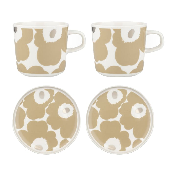 Unikko kuppi lautasella 20 cl 2-pakkaus - Beige-valkoinen - Marimekko