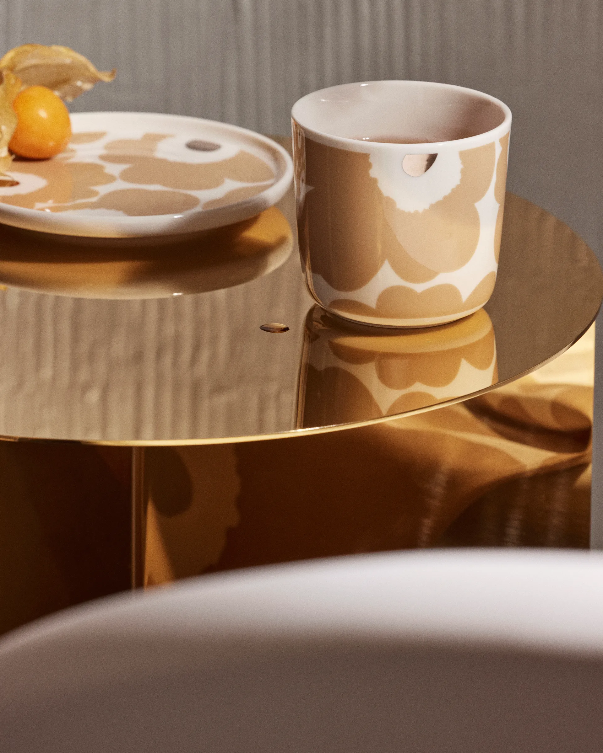 Unikko kuppi lautasella 20 cl 2-pakkaus, Beige-valkoinen Marimekko