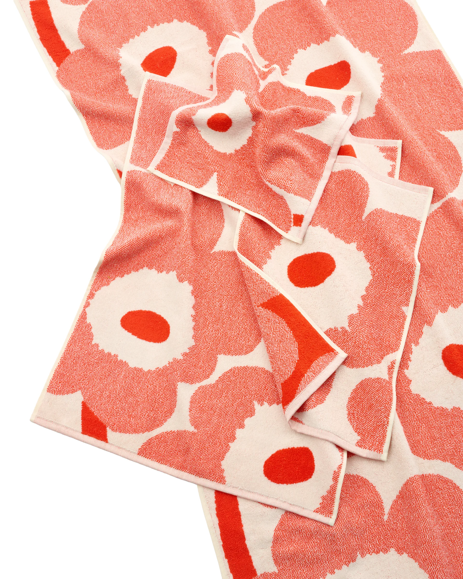 Unikko kylpypyyhe 70 x 150 cm, Off white-oranssinpunainen Marimekko