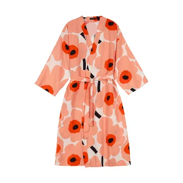 Unikko kylpytakki L/XL - Off white-koralli-oranssinpunainen-hiili - Marimekko