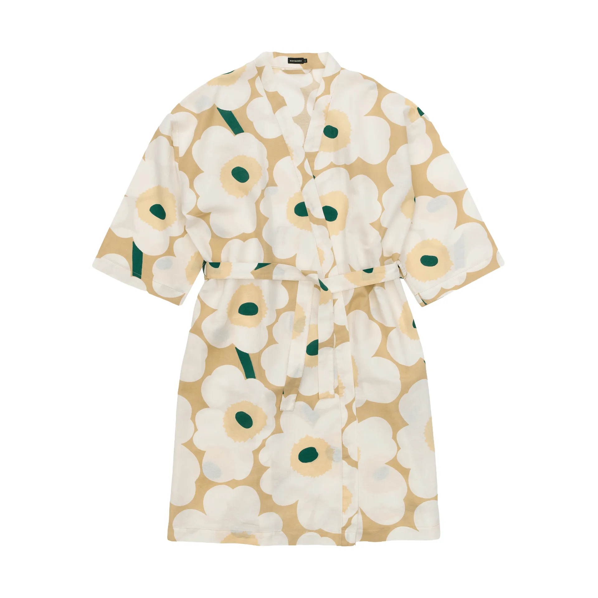 Unikko kylpytakki S/M, Sand-off white-hay-emerald, S/M Marimekko