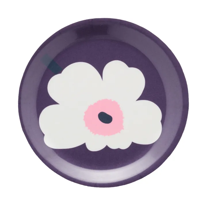 Unikko lasinalunen - Plum-valkoinen-ruusu, Ø11 cm - Marimekko