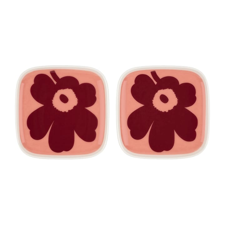 Unikko lautanen 10x10 cm 2-pakkaus - valkoinen-rosa-punainen - Marimekko
