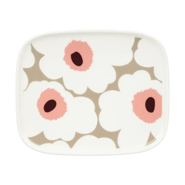 Unikko lautanen 12x15 cm - White-clay-powder-dark wine - Marimekko
