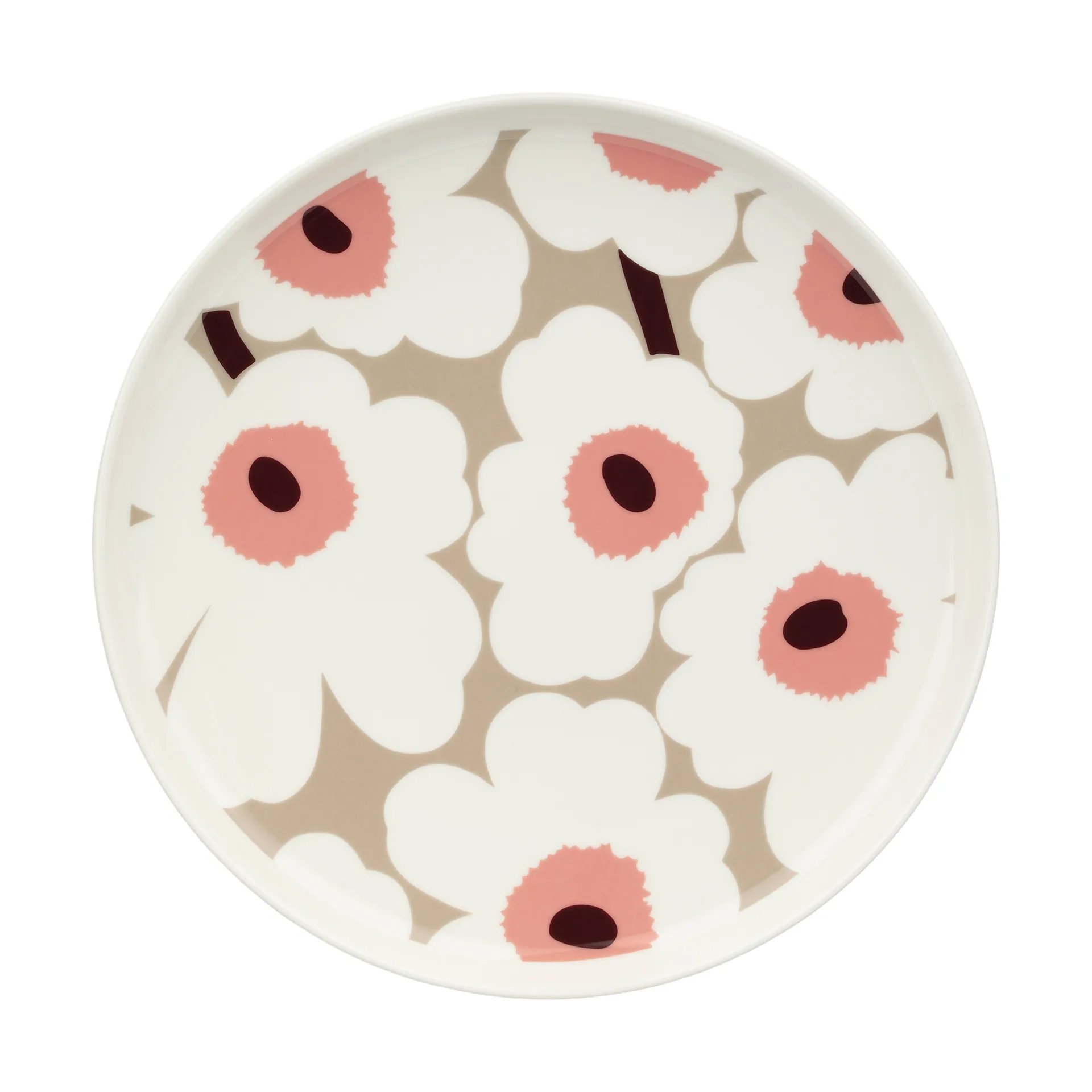 Unikko lautanen Ø 25 cm, White-clay-powder-dark wine Marimekko