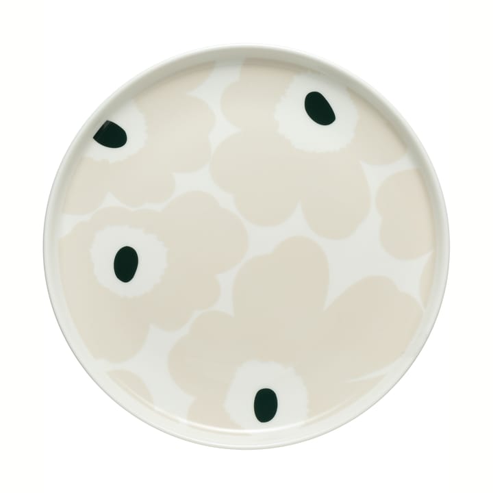 Unikko lautanen valkoinen-beige-tummanvihreä - Ø 20 cm - Marimekko