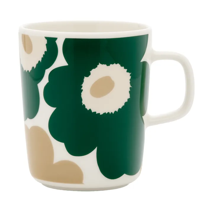 Unikko muki 25 cl - White-dark green-beige-light sand - Marimekko
