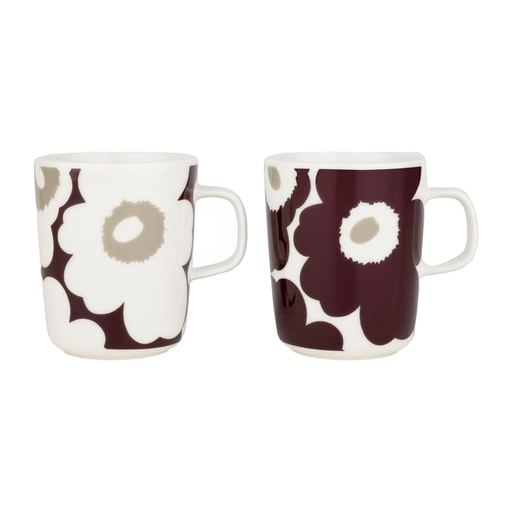 Unikko muki 2,5 dl 2-pakkaus - Clay-dark wine-white - Marimekko