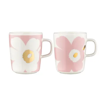 Unikko muki 2,5 dl 2-pakkaus - White-Light pink-gold - Marimekko