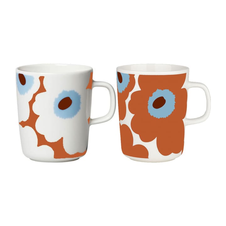Unikko muki 2,5 dl 2-pakkaus - White-tomato red-sky blue - Marimekko