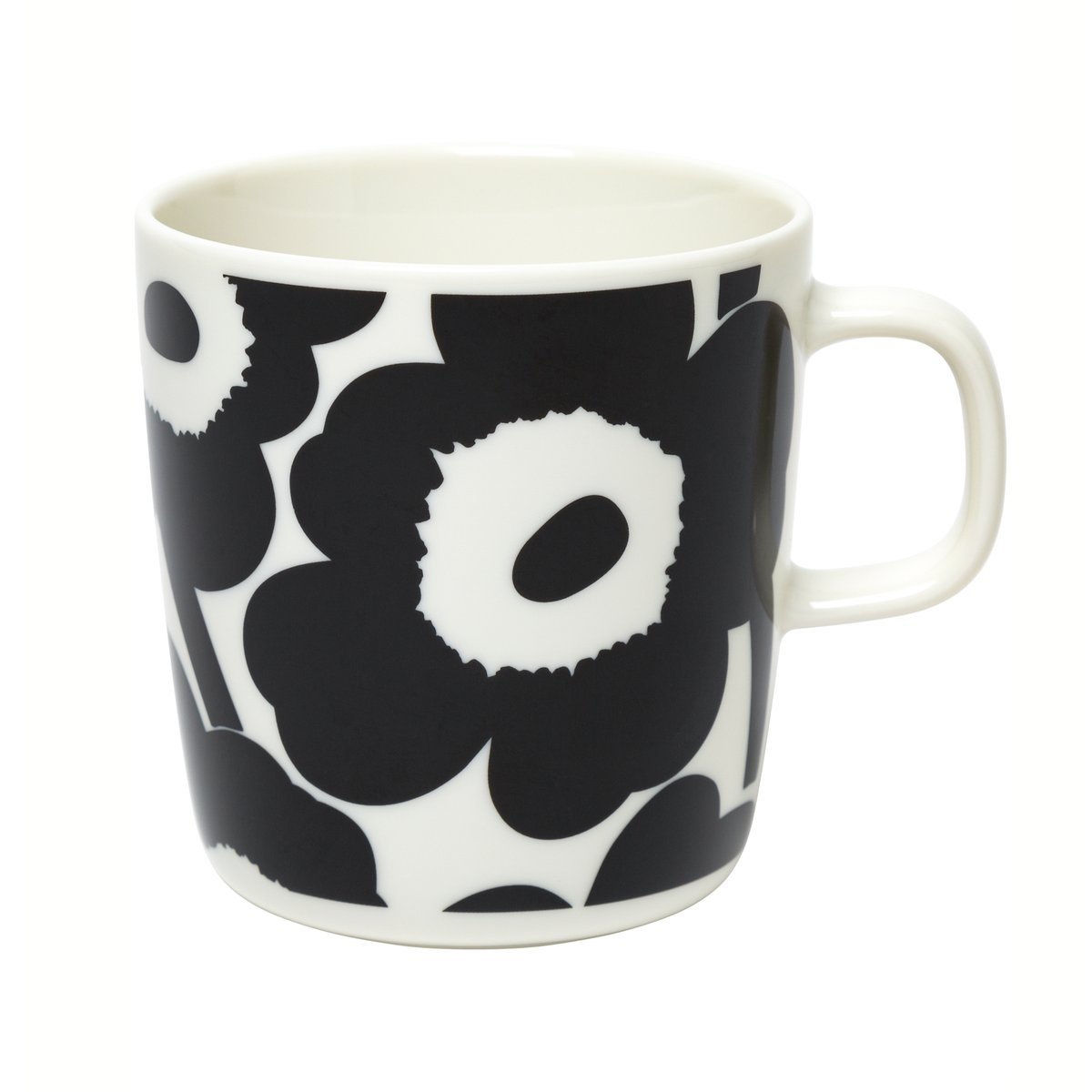 Marimekko Unikko muki 40 cl Valkoinen-musta | Skandinaavinen Sisustus | Kahvikupit | Musta