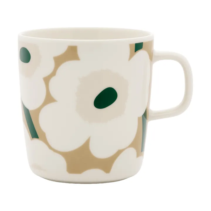 Unikko muki 40 cl - White-beige-light sand-dark green - Marimekko