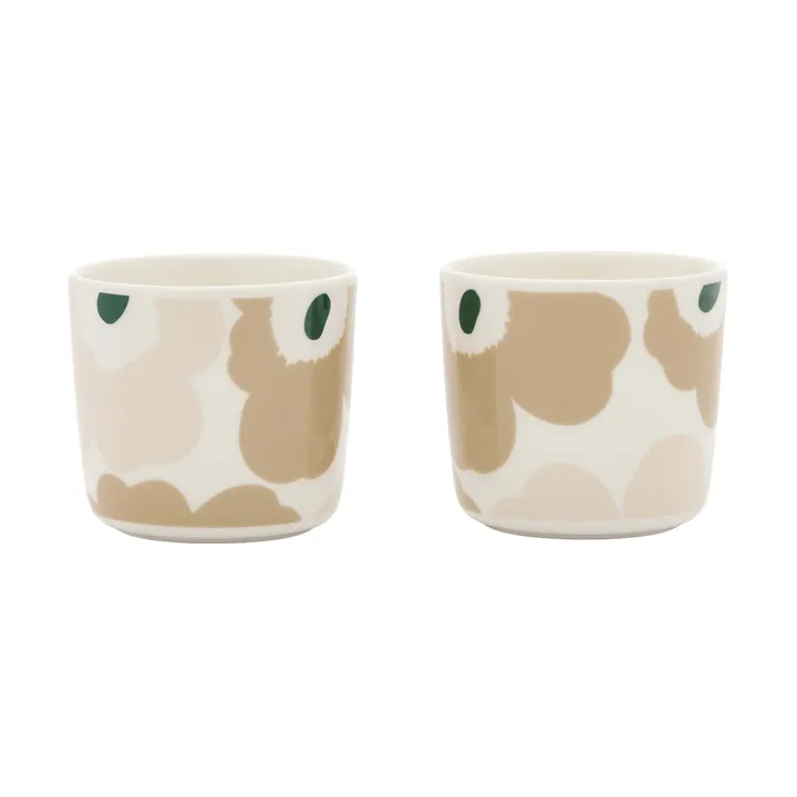 Unikko muki ilman kahvaa, 2 osaa - Valkoinen–vaalean hiekan–beige–tummanvihreä, 20 cl - Marimekko