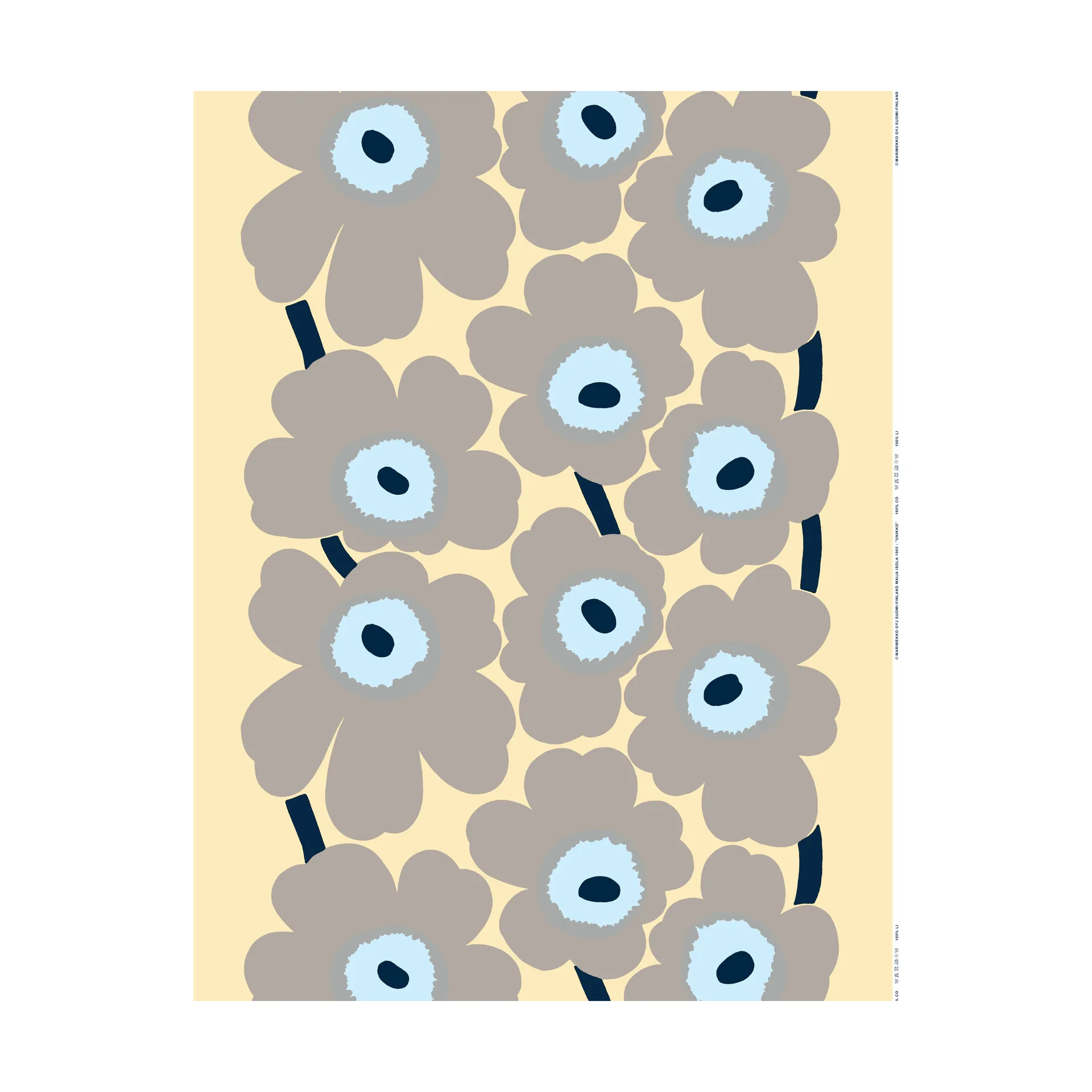 Unikko pellavakangas, Sand-grey-pale blue Marimekko